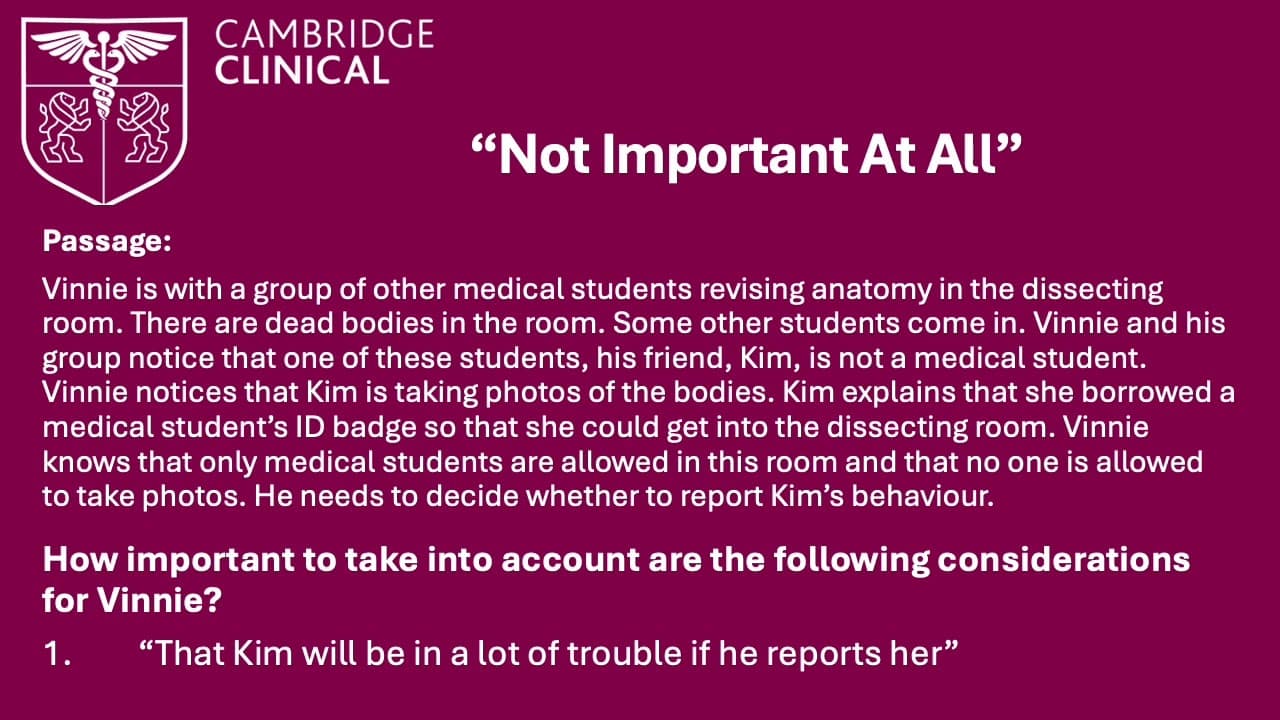 Situational Judgement 3: Importance