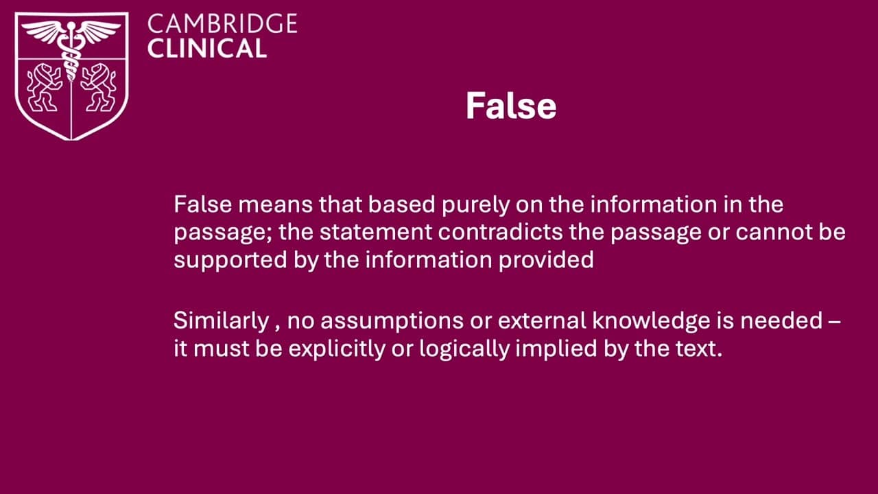 Verbal Reasoning 1: True False Can't Tell